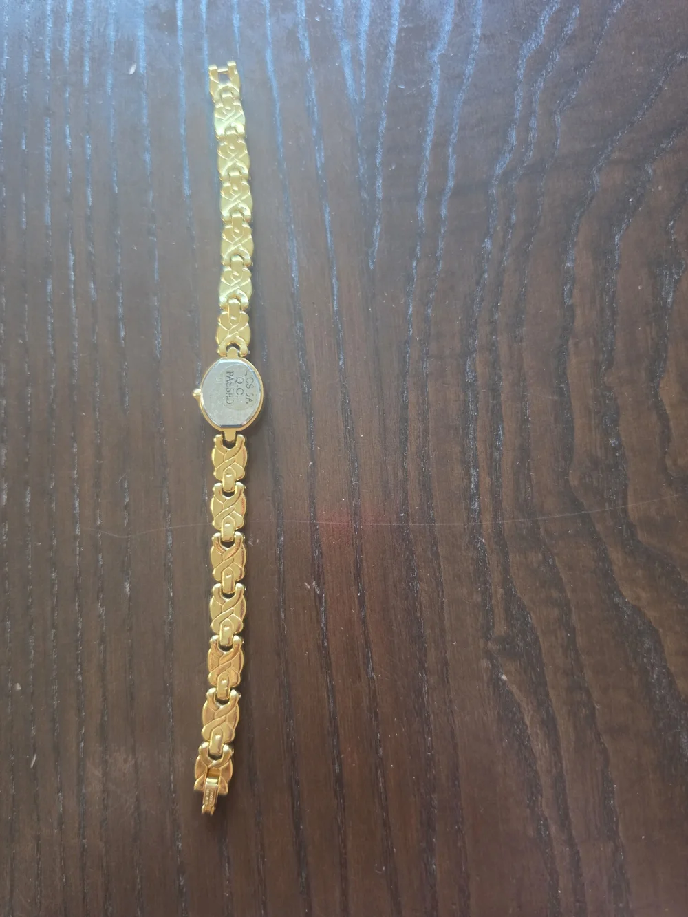 Gold-Tone Women's Linked Bracelet Watch with Black Dial